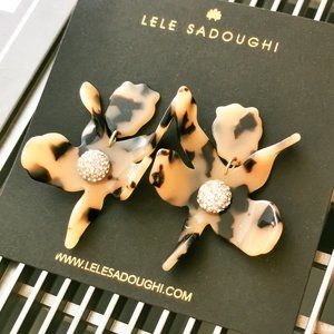 Lele Sadoughi Brown Black Tortoise Lily Earrings